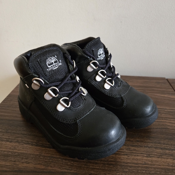 Timberland Field Hiking Boots Toddler Size 10 M Black Leather Lace Up 15806 - Picture 3 of 12